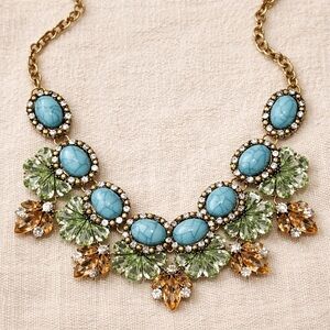 ✨ Crystal Bib Necklace Faux Turquoise Topaz Rhinestone